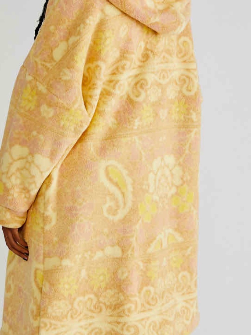 Free People cozy printed blanket coat in yellow motive sunset combo XL - Picture 2 of 5